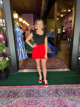Load image into Gallery viewer, Red front tie bow shorts
