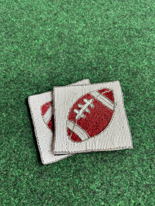 Red & White Football coaster