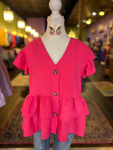 Load image into Gallery viewer, Hot Pink Ruffle Detail Babydoll top
